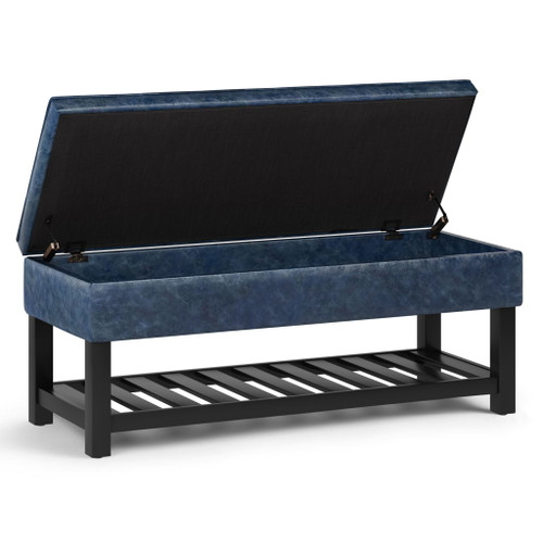 Cosmopolitan - Storage Ottoman Bench With Open Bottom - Denim Blue