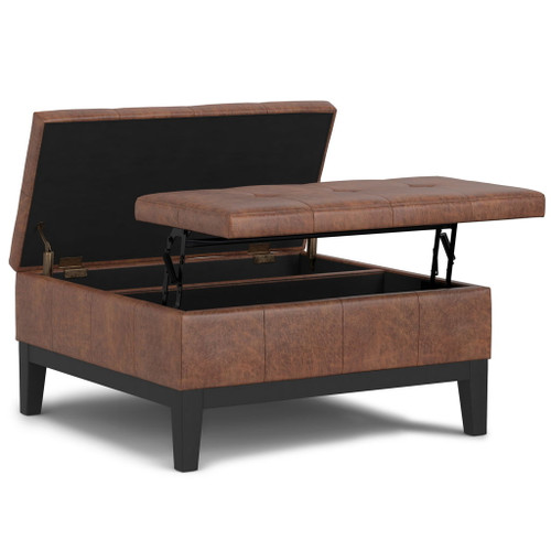 Dover - Lift Top Coffee Table Storage Ottoman - Brown