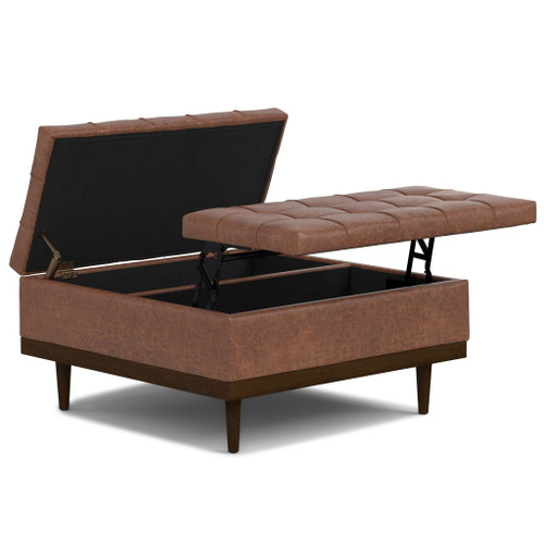 Mariah - Lift Top Table Storage Ottoman - Brown