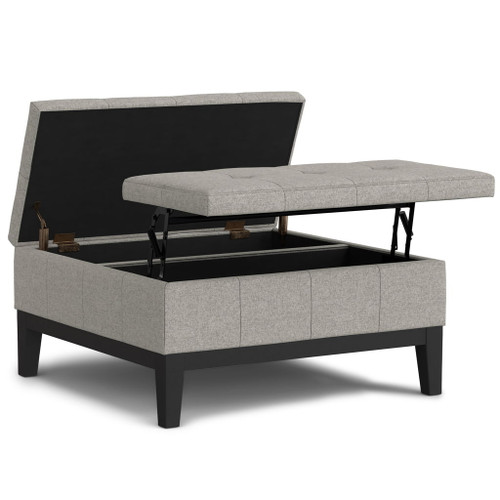 Dover - Multifunctional Lift Top Coffee Table Storage Ottoman - Gray