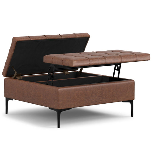 Laura - Lift Top Storage Ottoman - Brown