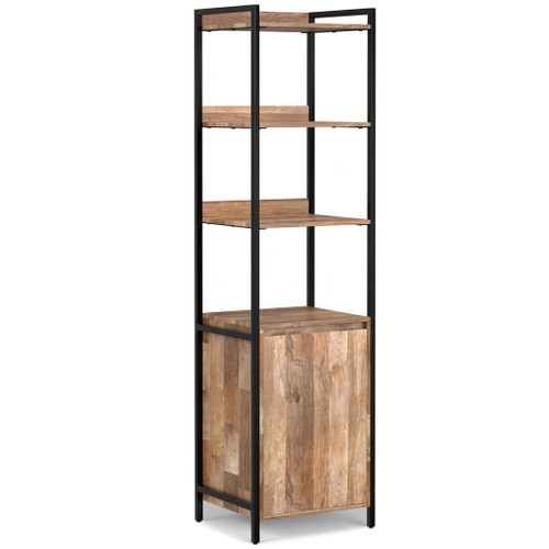 Kelsey - Narrow Bookshelf With Cabinet - Natural