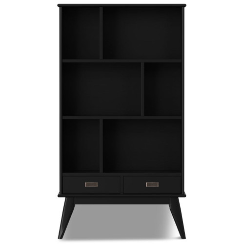 Draper - Mid Century Wide Bookcase And Storage Unit - Black