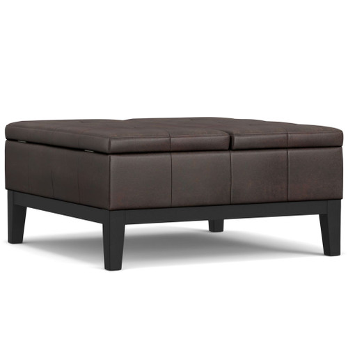 Dover - Lift Top Coffee Table Storage Ottoman - Distressed Brown