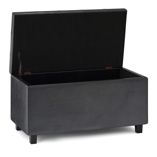 Cosmopolitan - Storage Ottoman - Distressed Black