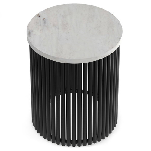 Demy - Metal Accent Table - White Marble / Black