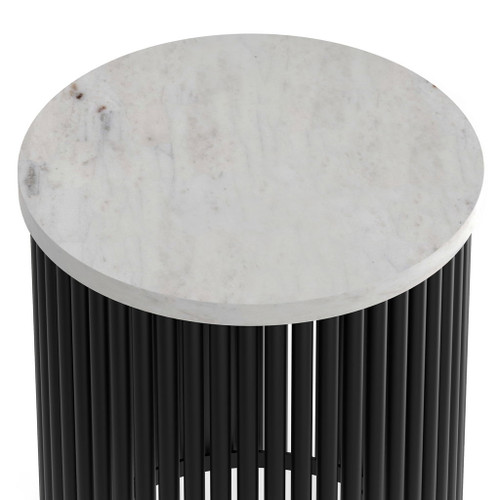 Demy - Metal Accent Table - White Marble / Black