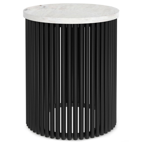 Demy - Metal Accent Table - White Marble / Black
