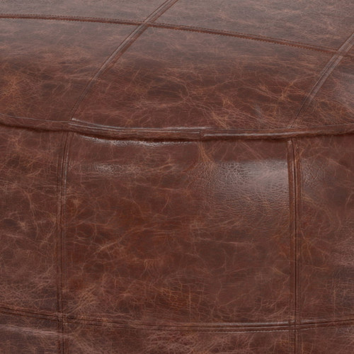 Connor - Round Coffee Table Pouf - Distressed Brown
