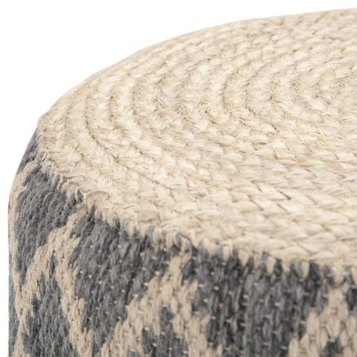 Edgeley - Round Pouf - Gray / Natural