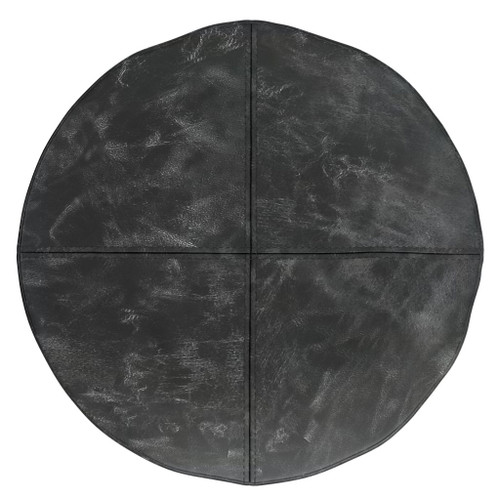 Connor - Round Pouf - Distressed Black