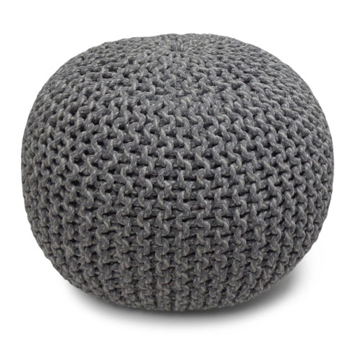 Nikki - Hand Knit Round Pouf - Gray