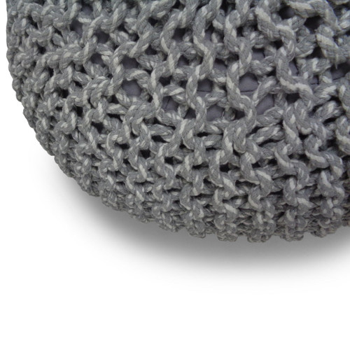 Nikki - Hand Knit Round Pouf - Gray