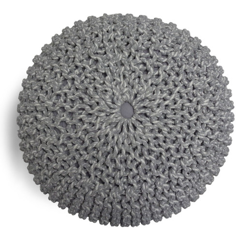 Nikki - Hand Knit Round Pouf - Gray