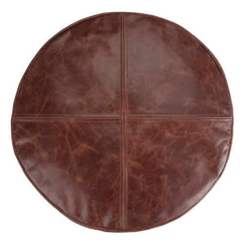 Connor - Round Pouf - Distressed Brown