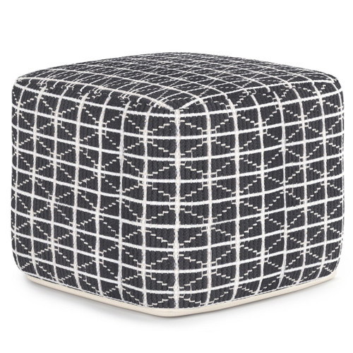 Noreen - Square Pouf - Slate Gray / White