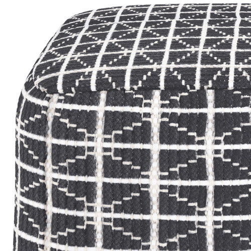 Noreen - Square Pouf - Slate Gray / White