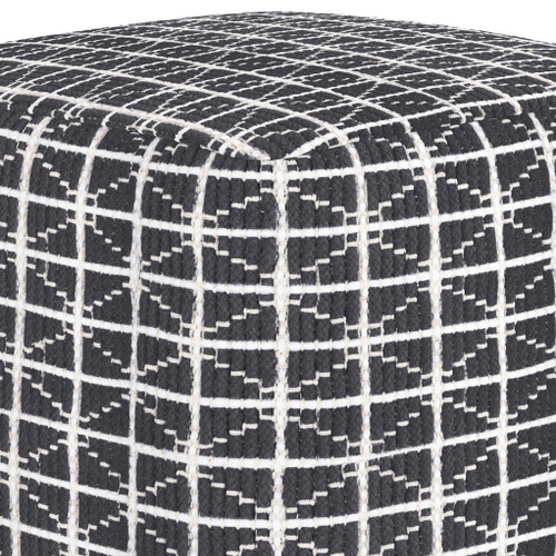 Noreen - Square Pouf - Slate Gray / White