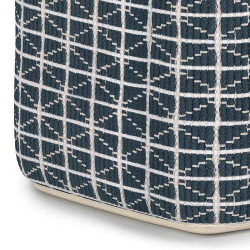 Noreen - Square Pouf - Dark Blue / White