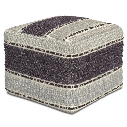 Grady - Square Pouf - Magenta / Natural