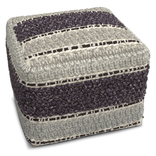 Grady - Square Pouf - Magenta / Natural