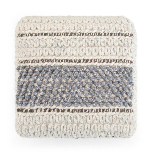 Grady - Square Pouf - Blue / Natural