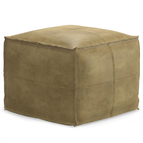 Sheffield - Square Pouf - Distressed Sandcastle