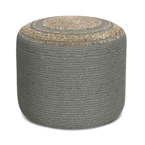 Serena - Round Braided Pouf - Dove Gray