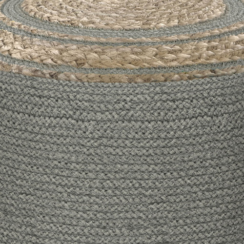 Serena - Round Braided Pouf - Dove Gray