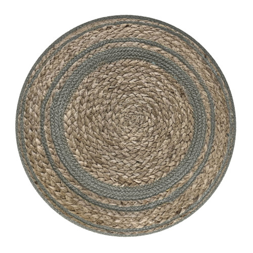 Serena - Round Braided Pouf - Dove Gray