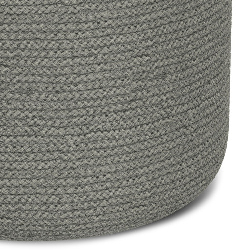 Serena - Round Braided Pouf - Dove Gray
