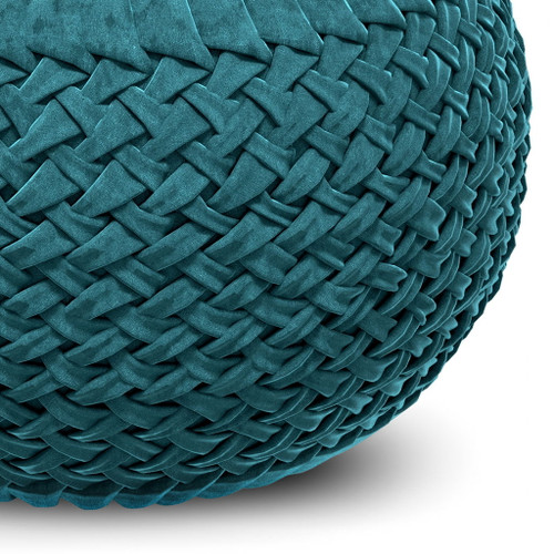 Grafton - Velvet Round Pouf - Teal