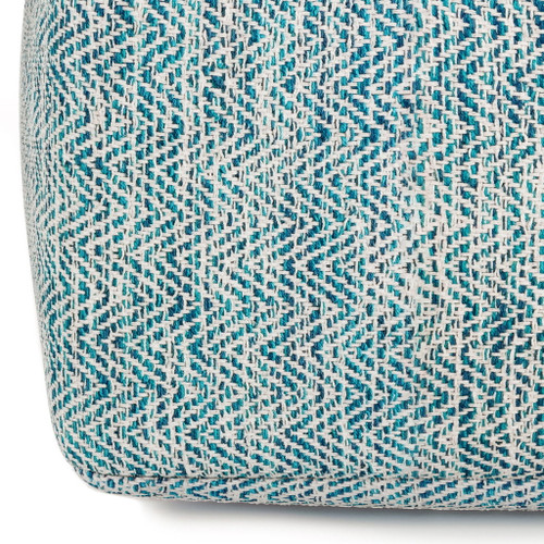 Nate - Square Pouf - Patterned Teal Melange