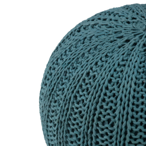 Shelby - Hand Knit Round Pouf - Teal