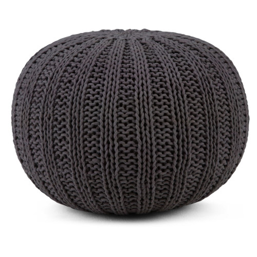 Shelby - Hand Knit Round Pouf - Slate Gray