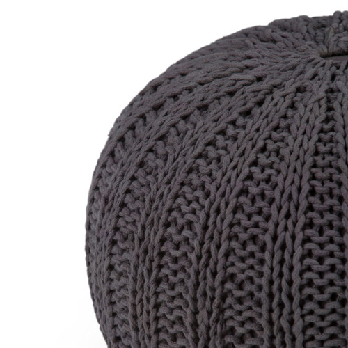 Shelby - Hand Knit Round Pouf - Slate Gray