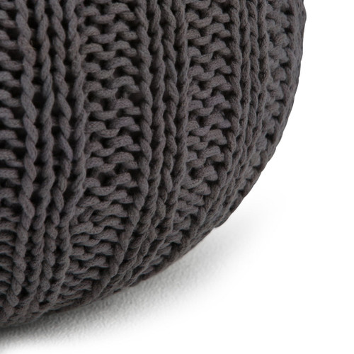 Shelby - Hand Knit Round Pouf - Slate Gray