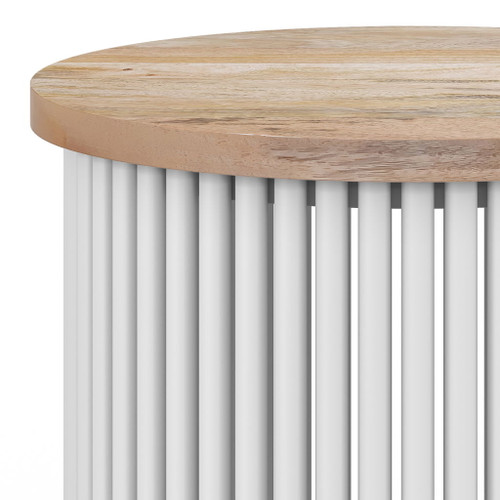 Demy - Metal And Wood Accent Table - Natural / White