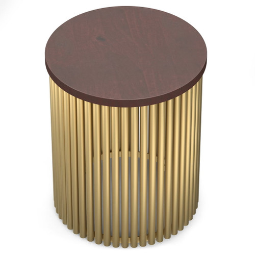 Demy - Metal And Wood Accent Table - Cognac / Gold