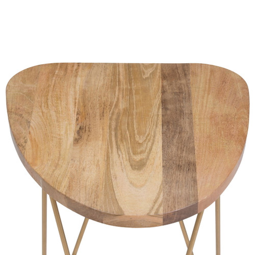 Patrice - Wood Accent Table - Natural / Gold