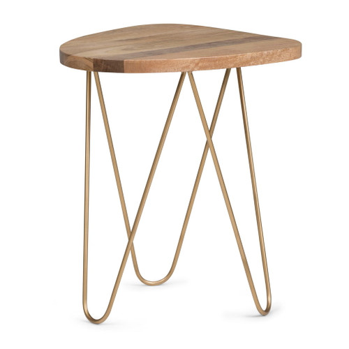 Patrice - Wood Accent Table - Natural / Gold