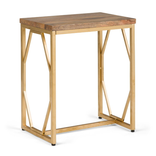 Selma - Metal And Wood Accent Table - Natural / Gold