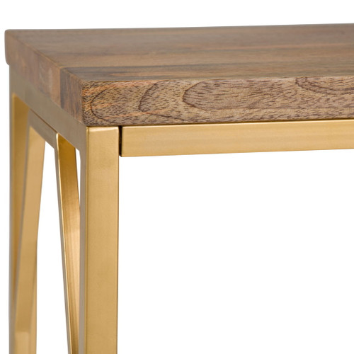 Selma - Metal And Wood Accent Table - Natural / Gold