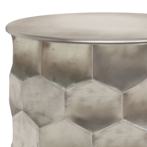 Whitney - Metal Storage Side Table - Antique Silver