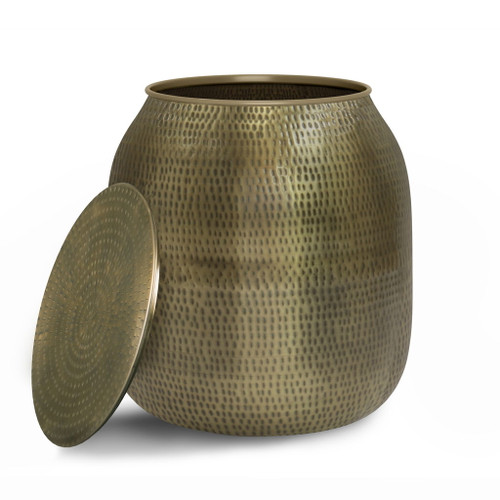 Griffen - Metal Storage Accent Table - Antique Gold