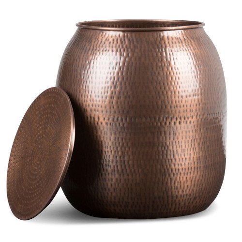 Griffen - Metal Storage Accent Table - Antique Copper
