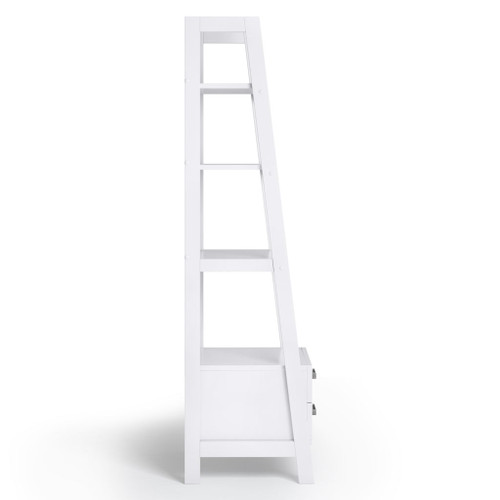 Sawhorse - Ladder Shelf With Storage - White