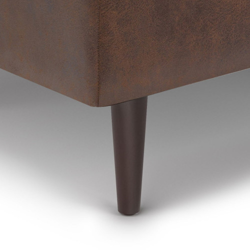 Shay - Mid Century Small Coffee Table Storage Ottoman - Distressed Chestnut Brown
