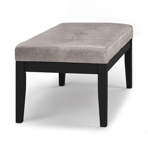 Lacey - Tufted Ottoman Bench - Distressed Gray Taupe