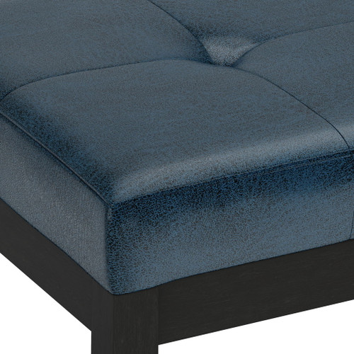 Lacey - Tufted Ottoman Bench - Distressed Dark Blue